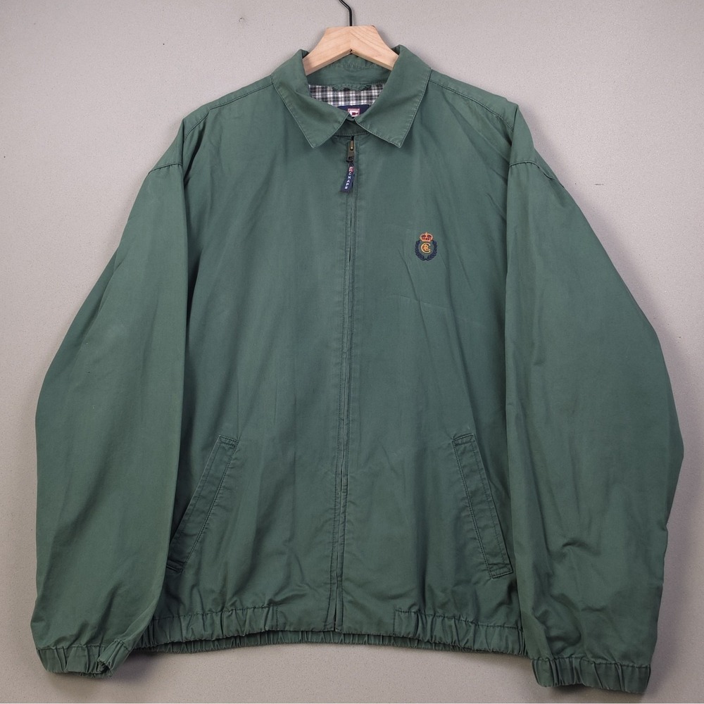 Vintage Chaps Ralph Lauren Harrington Jacket Mens L Forest Green Plaid Lined Zip